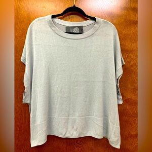 Vince Camuto Crew Neck Dropped Shoulder Short Sleeve Ribbed Trim Knit Sweater